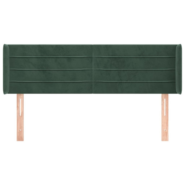 Cabeceira de cama c/ abas tecido 147x16x78/88cm verde-escuro M 3