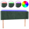 Cabecero con LED de terciopelo verde oscuro 147x16x78/88 cm 2