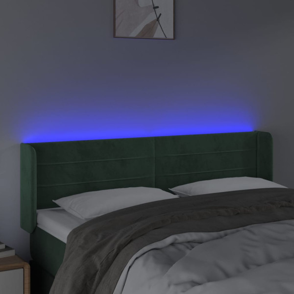 Cabecero con LED de terciopelo verde oscuro 147x16x78/88 cm M 4