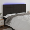 Cabeceira de cama c/ luzes LED tecido 160x5x118/128 cm preto 1