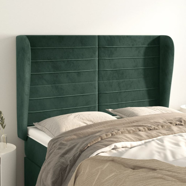 Cabecero con orejas de terciopelo verde oscuro 147x23x118/128cm D
