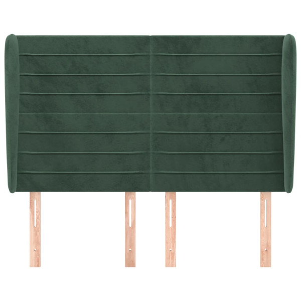Cabecero con orejas de terciopelo verde oscuro 147x23x118/128cm M 3