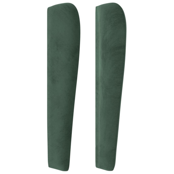 Cabeceira cama c/ abas veludo 147x23x118/128 cm verde-escuro M 4