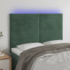 Cabecero con luces LED terciopelo verde oscuro 144x5x118/128 cm 1