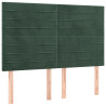 Cabeceira de cama c/ LED veludo 144x5x118/128 cm verde-escuro 4