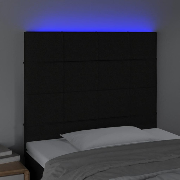 Cabecero con luces LED tela negro 80x5x118/128 cm M 3