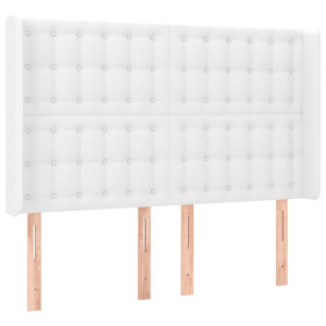 Cabecero con orejas de cuero sintético blanco 147x16x118/128 cm H