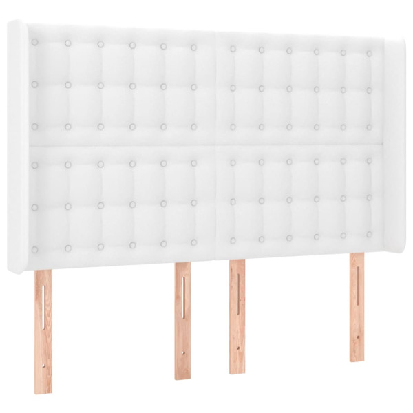 Cabeceira cama c/ abas couro artificial 147x16x118/128cm branco M 2