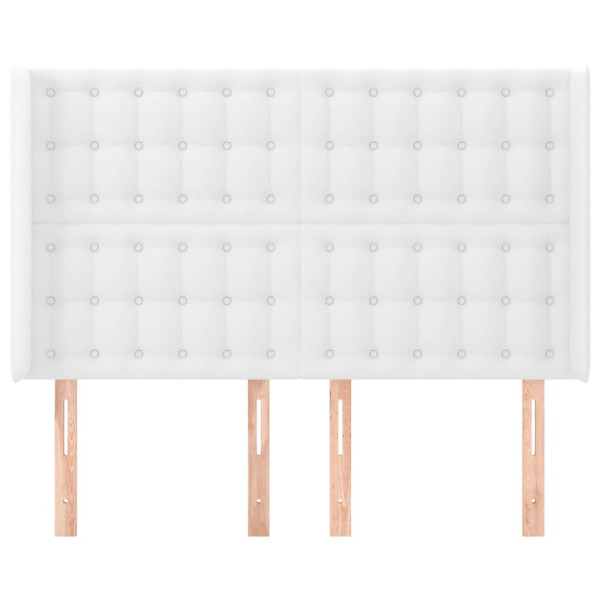 Cabeceira cama c/ abas couro artificial 147x16x118/128cm branco M 3