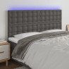 Cabeceira cama c/ LED couro artif. 160x5x118/128 cm cinzento 1