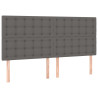 Cabecero con luces LED cuero sintético gris 160x5x118/128 cm 4