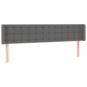 Cabeceira de cama c/ abas couro artificial 163x16x78/88cm cinza H