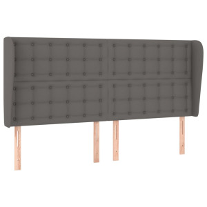 Cabecero con orejas cuero sintético gris 163x23x118/128cm H