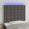 Cabeceira cama c/ LED 80x5x118/128cm couro artificial cinzento 1