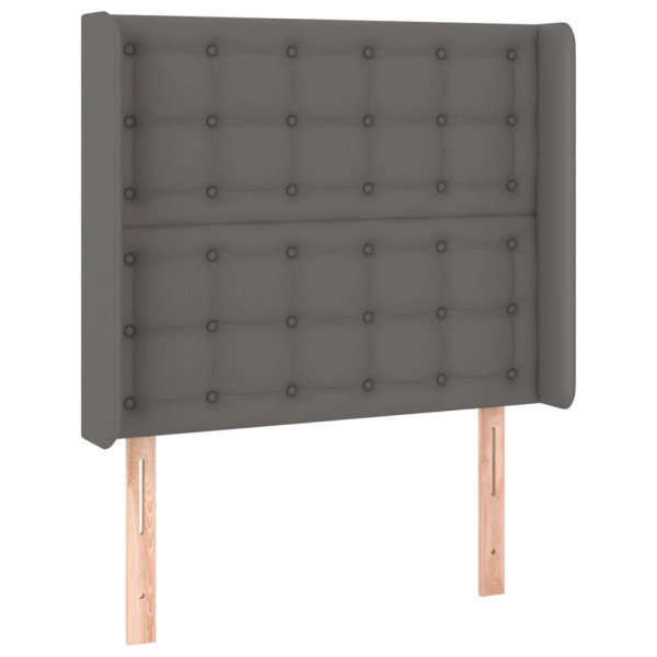 Cabeceira cama c/ LED 83x16x118/128cm couro artificial cinzento M 3