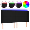 Cabecero con LED de tela negro 163x16x118/128 cm 2