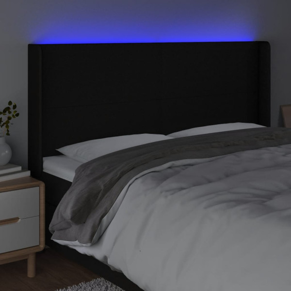 Cabecero con LED de tela negro 163x16x118/128 cm M 4