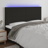 Cabecero con luces LED tela negro 160x5x118/128 cm 1