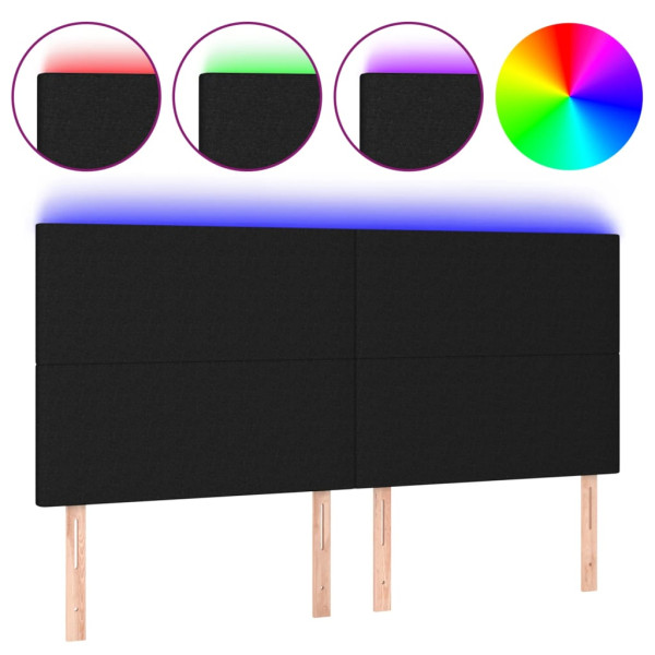Cabeceira de cama c/ luzes LED tecido 160x5x118/128 cm preto M 2