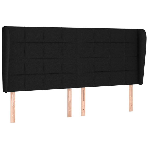 Cabecero con orejas de tela negro 163x23x118/128 cm M 2
