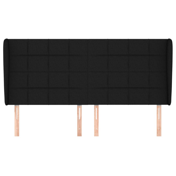 Cabecero con orejas de tela negro 163x23x118/128 cm M 3