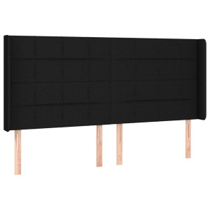 Cabeceira de cama c/ abas tecido 163x16x118/128 cm preto H