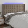 Cabeceira cama c/ LED tecido 183x16x118/128cm cinza-acastanhado 1