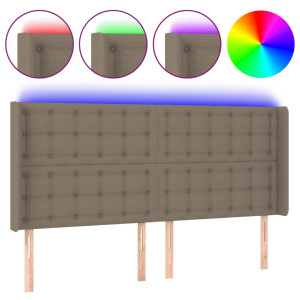 Cabecero con LED de tela gris taupe 183x16x118/128 cm H