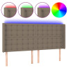 Cabecero con LED de tela gris taupe 183x16x118/128 cm 2