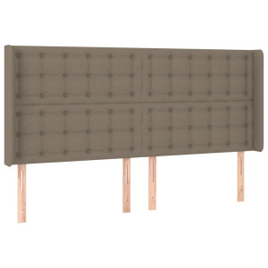 Cabecero con orejas de tela gris taupe 183x16x118/128 cm H