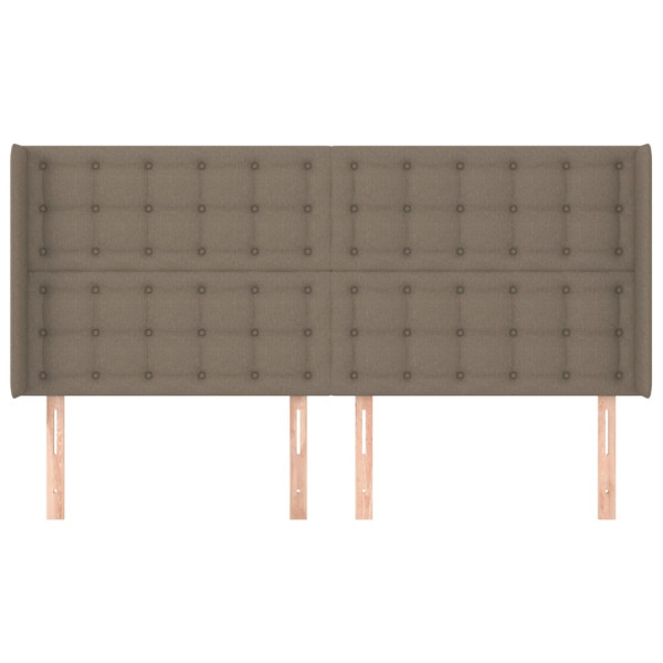 Cabecero con orejas de tela gris taupe 183x16x118/128 cm M 3