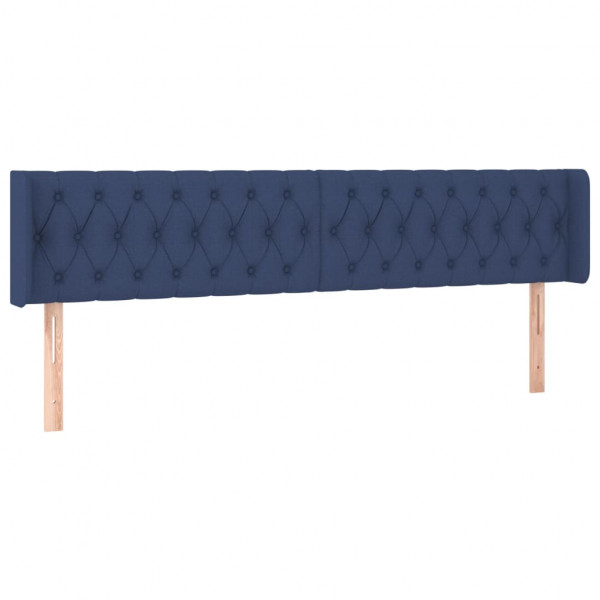 Cabeceira de cama c/ luzes LED tecido 183x16x78/88 cm azul M 3