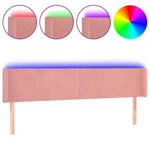 Cabecero con LED de terciopelo rosa 163x16x78/88 cm H