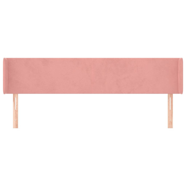 Cabeceira de cama c/ abas veludo 163x16x78/88 cm rosa M 3
