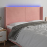 Cabeceira de cama c/ luzes LED veludo 163x16x118/128 cm rosa 1