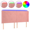 Cabecero con LED de terciopelo rosa 163x16x118/128 cm 2