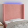 Cabecero con LED de terciopelo rosa 83x16x118/128 cm 1