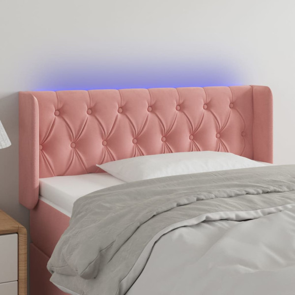Cabecero con LED de terciopelo rosa 103x16x78/88 cm D