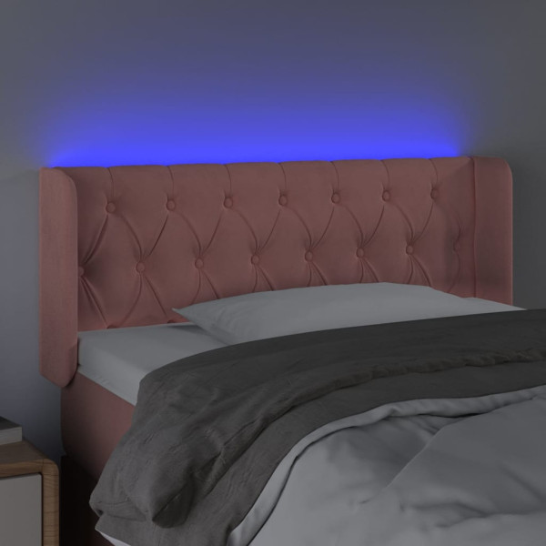 Cabecero con LED de terciopelo rosa 103x16x78/88 cm M 4