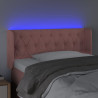 Cabeceira de cama c/ luzes LED veludo 103x16x78/88 cm rosa 4