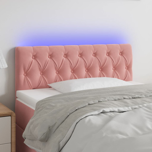 Cabecero con LED de terciopelo rosa 100x7x78/88 cm D