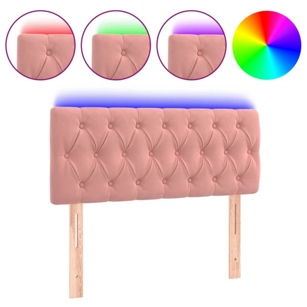 Cabecero con LED de terciopelo rosa 100x7x78/88 cm M 2