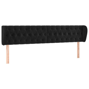 Cabeceira de cama c/ abas veludo 203x23x78/88 cm preto H