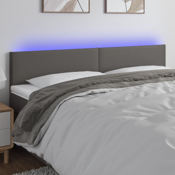 Cabecero con LED cuero sintético gris 200x5x78/88 cm D