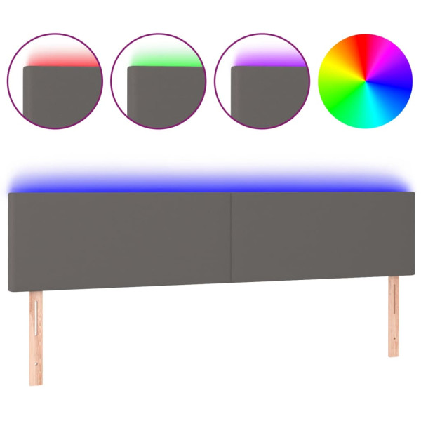 Cabecero con LED cuero sintético gris 200x5x78/88 cm M 2