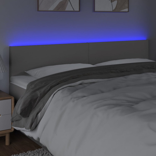 Cabeceira cama c/ LED 200x5x78/88cm couro artificial cinzento M 3