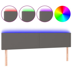 Cabecero con LED cuero sintético gris 160x5x78/88 cm H
