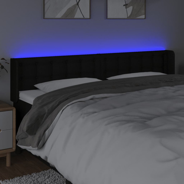 Cabecero con LED de tela negro 183x16x78/88 cm M 4