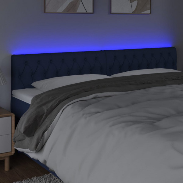 Cabeceira de cama c/ luzes LED tecido 180x7x78/88 cm azul M 3