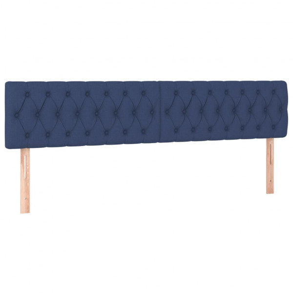 Cabeceira de cama c/ luzes LED tecido 180x7x78/88 cm azul M 4